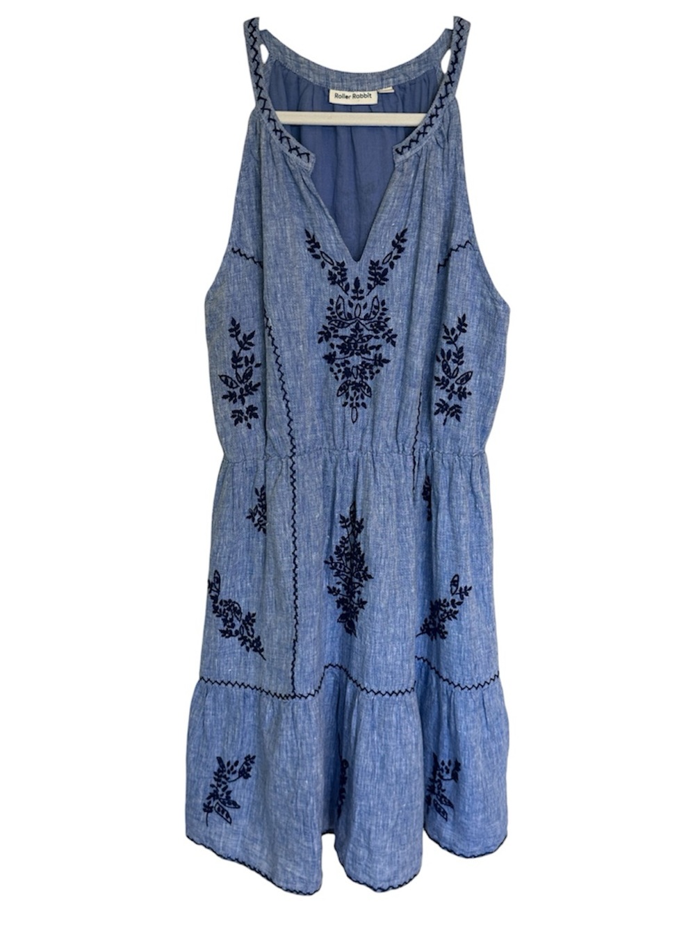 Roller Rabbit Filomena Linen Embroidered Dress Size Medium NWT